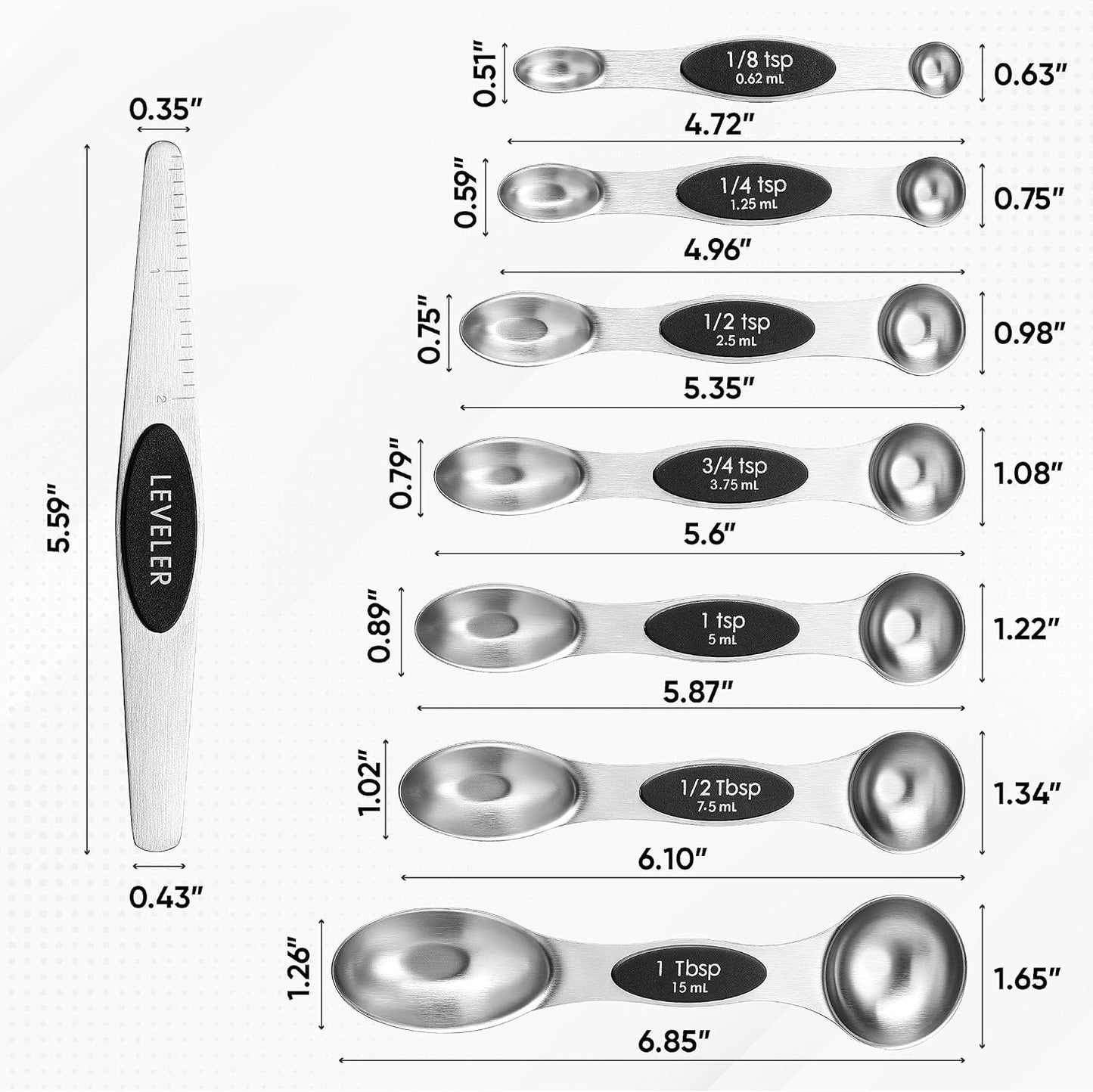 Magnetic Stainless Steel Measuring Spoons