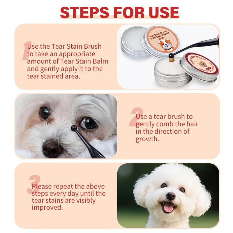 👀✨PET Tear Stain Protection Cream & Brush Set 🐱🐶 For Dogs & Cats