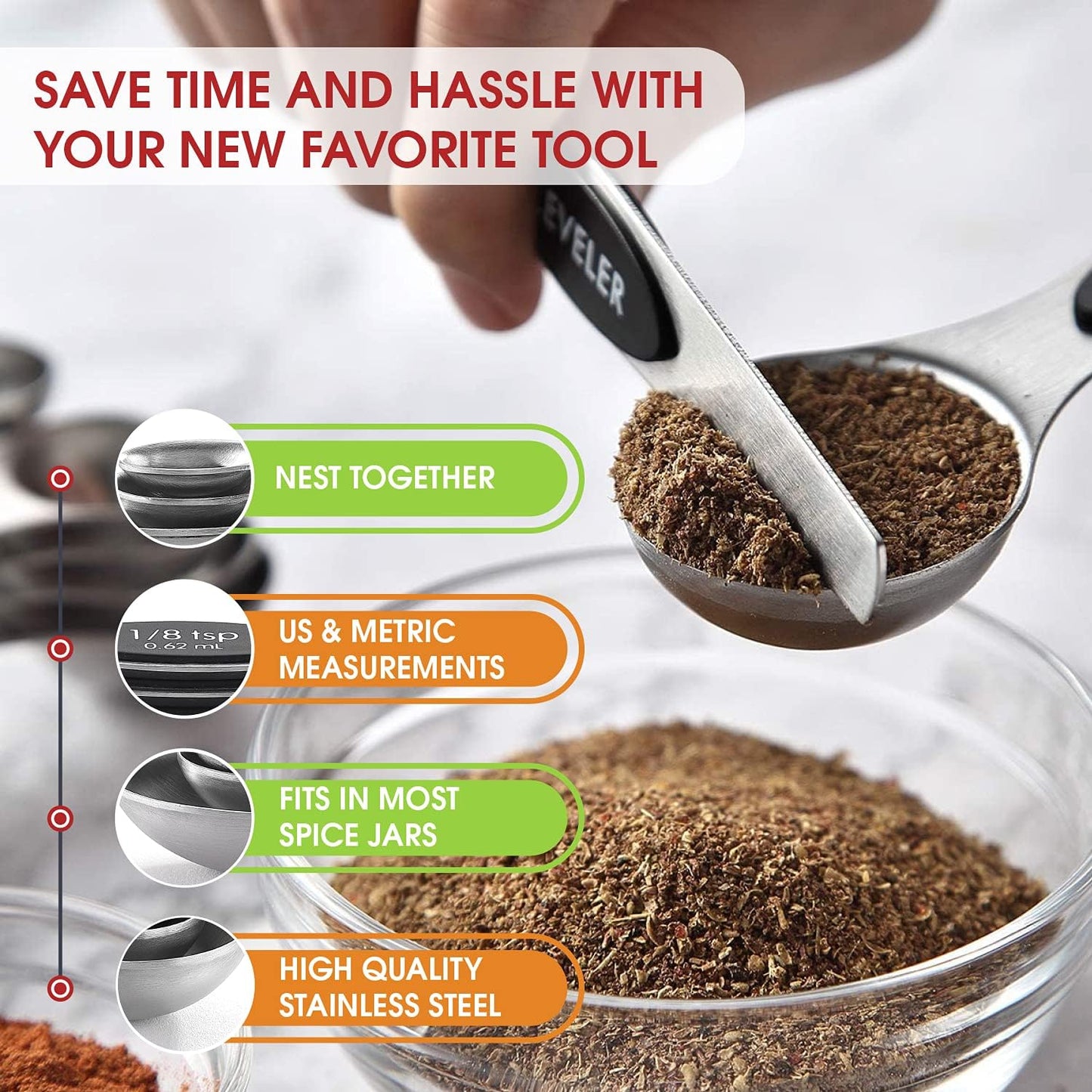Magnetic Stainless Steel Measuring Spoons