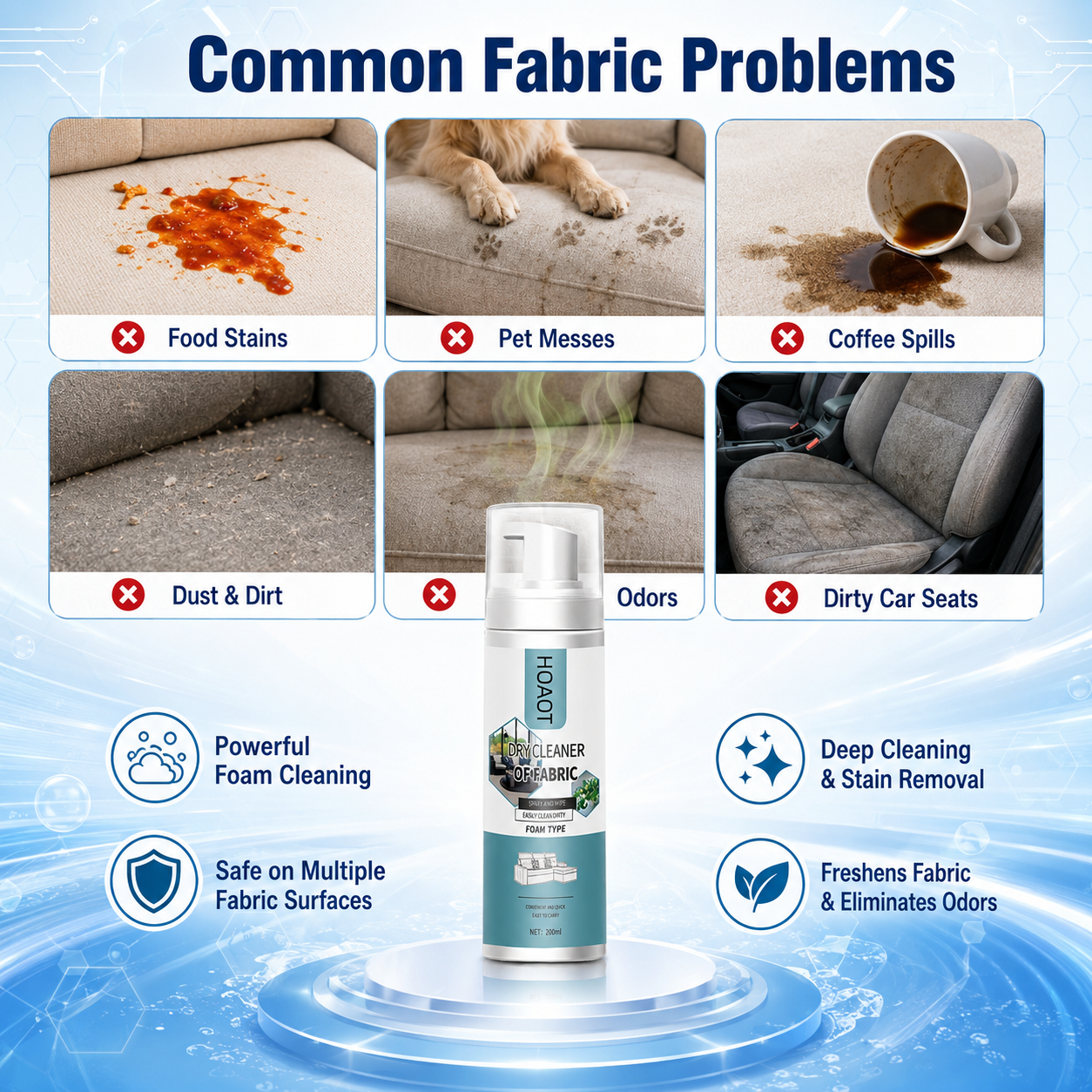 Deep Clean Without Water Instant Foam Fabric Cleaner Removes Dirt • Refreshes Fabric • Easy To Use 🔥 Buy 1 Get 1 FREE