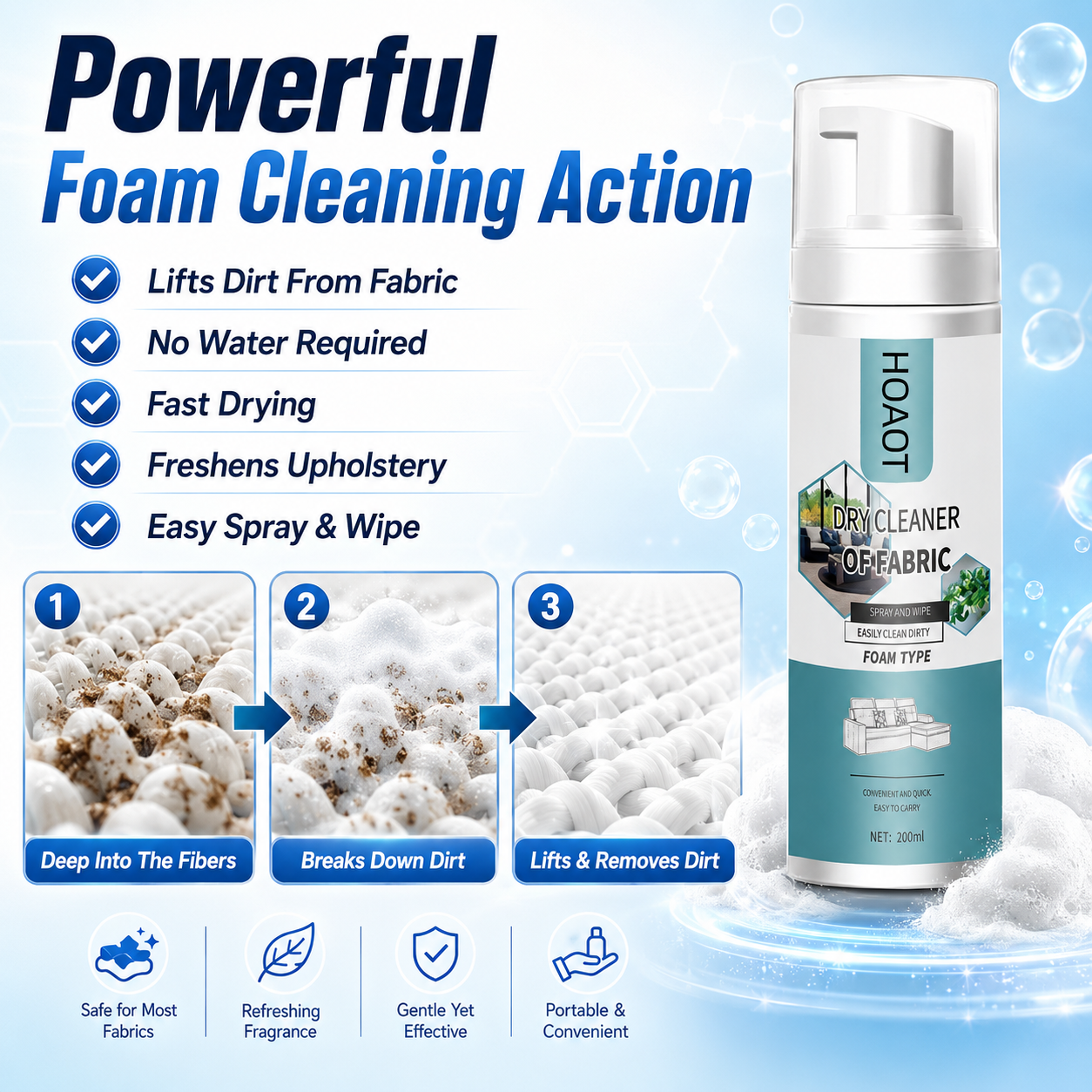 Deep Clean Without Water Instant Foam Fabric Cleaner Removes Dirt • Refreshes Fabric • Easy To Use 🔥 Buy 1 Get 1 FREE