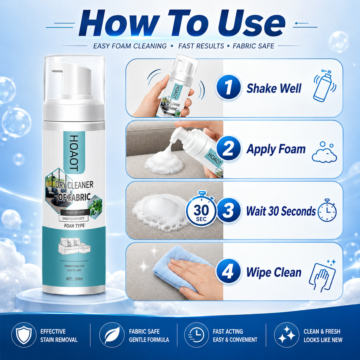 Deep Clean Without Water Instant Foam Fabric Cleaner Removes Dirt • Refreshes Fabric • Easy To Use 🔥 Buy 1 Get 1 FREE