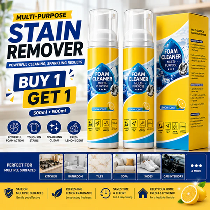 Buy 1 Get 1 FREE 🎁 All-in-One Stain Remover One bottle for grease, dirt, fabric stains, shoes, tiles, and more!