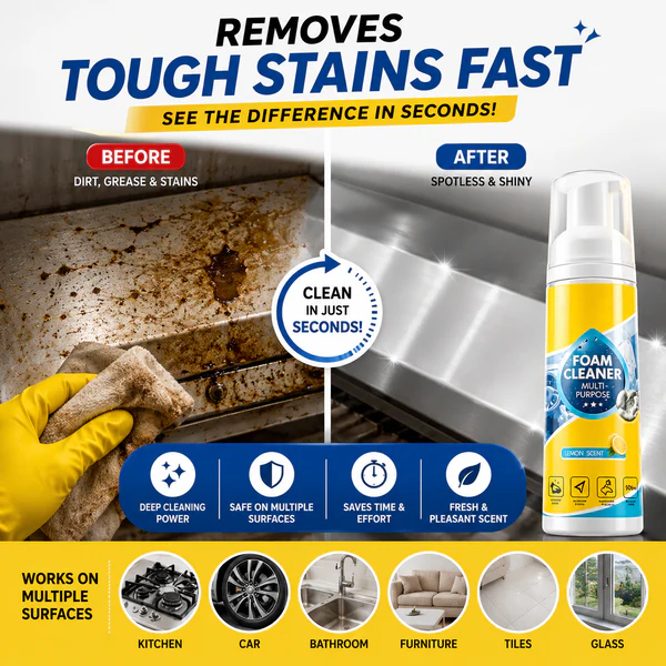Buy 1 Get 1 FREE 🎁 All-in-One Stain Remover One bottle for grease, dirt, fabric stains, shoes, tiles, and more!