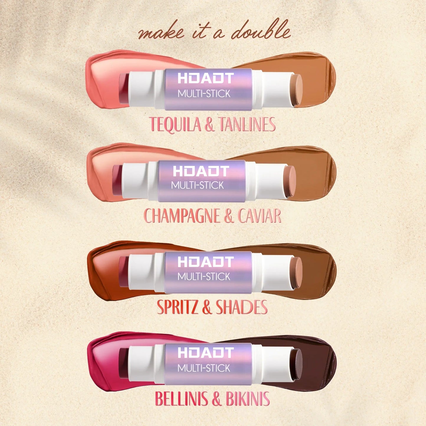 Multi-Effect Moisturizing Makeup Stick + Brush - Double-Ended Cream Blush & Contouring Stick