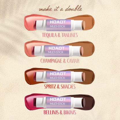 Multi-Effect Moisturizing Makeup Stick + Brush - Double-Ended Cream Blush & Contouring Stick