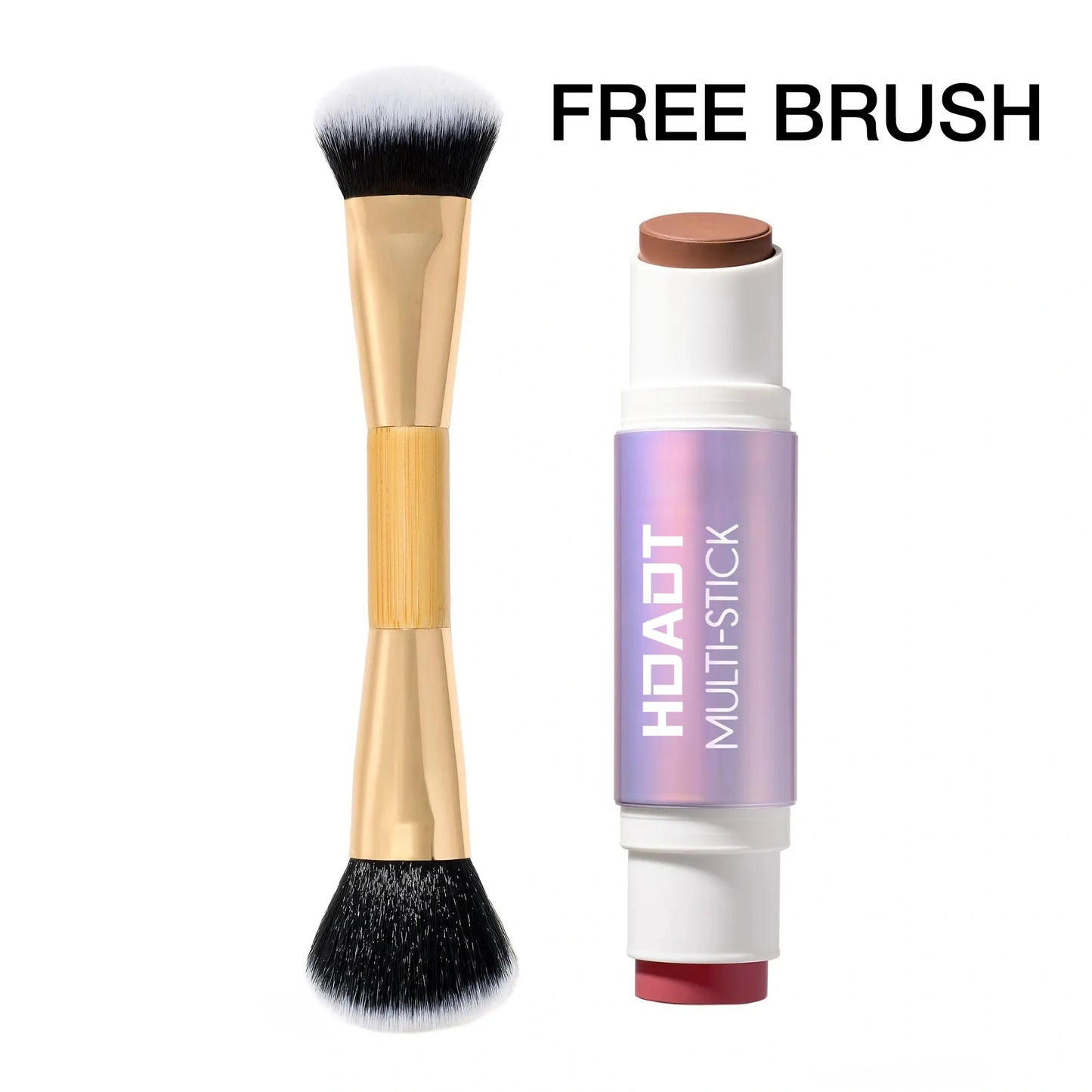 Multi-Effect Moisturizing Makeup Stick + Brush - Double-Ended Cream Blush & Contouring Stick