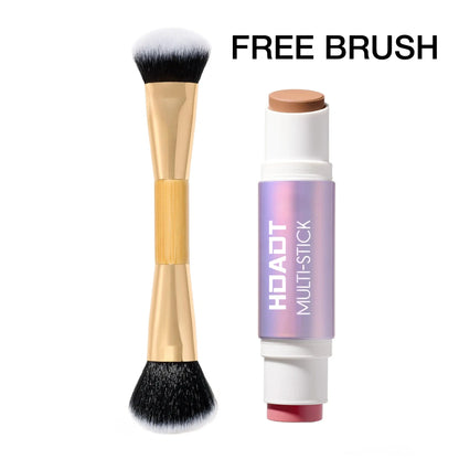 Multi-Effect Moisturizing Makeup Stick + Brush - Double-Ended Cream Blush & Contouring Stick