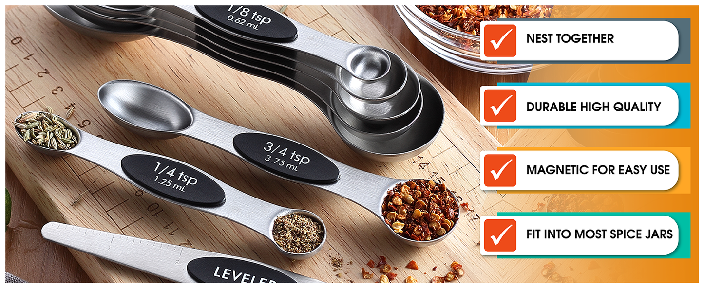 Magnetic Stainless Steel Measuring Spoons